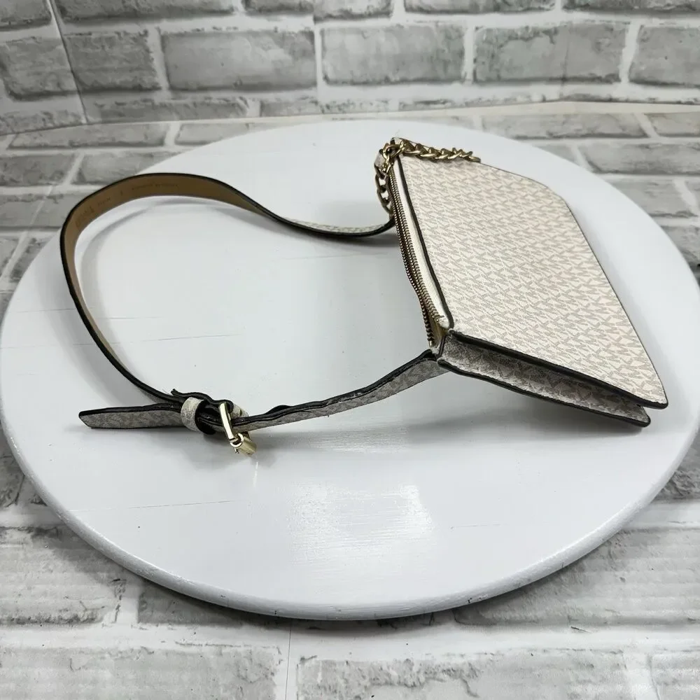 Michael Kors MK Signature Vanilla Fanny Pack Belt Bag Size Small W/Gold Detail